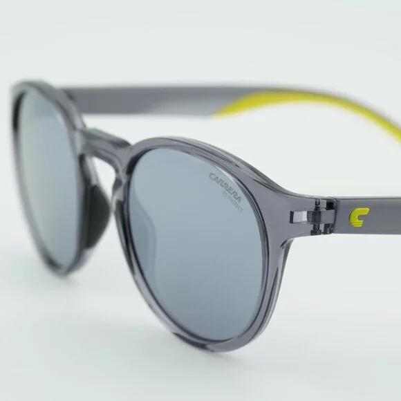CARRERA 8056/S 0KB7 T4 Sunglasses Grey Round Frame, Silver Mirror Lenses